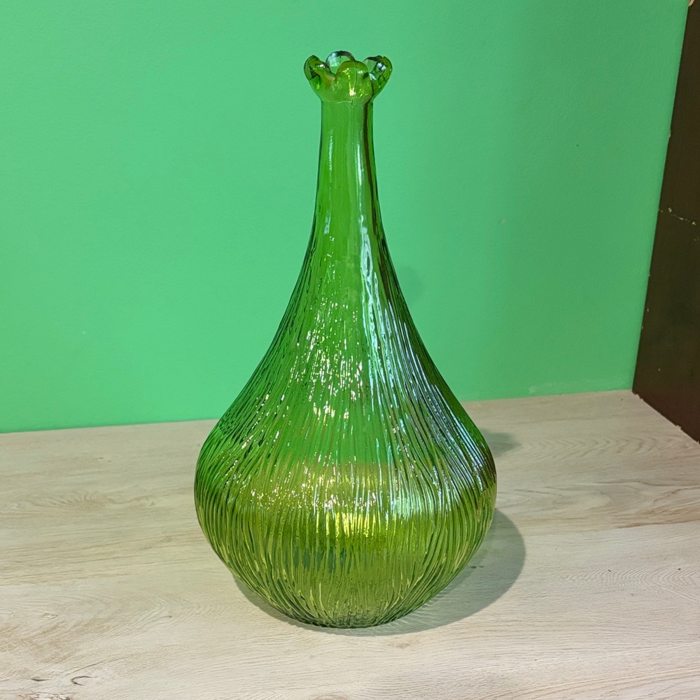 Green Textured Glass Vase